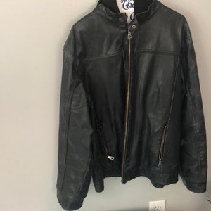 Men’s hooded leather jacket